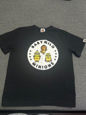 Bape Baby Milo Minions Black Kids Graphic Tee - Size : 130 US 7-8